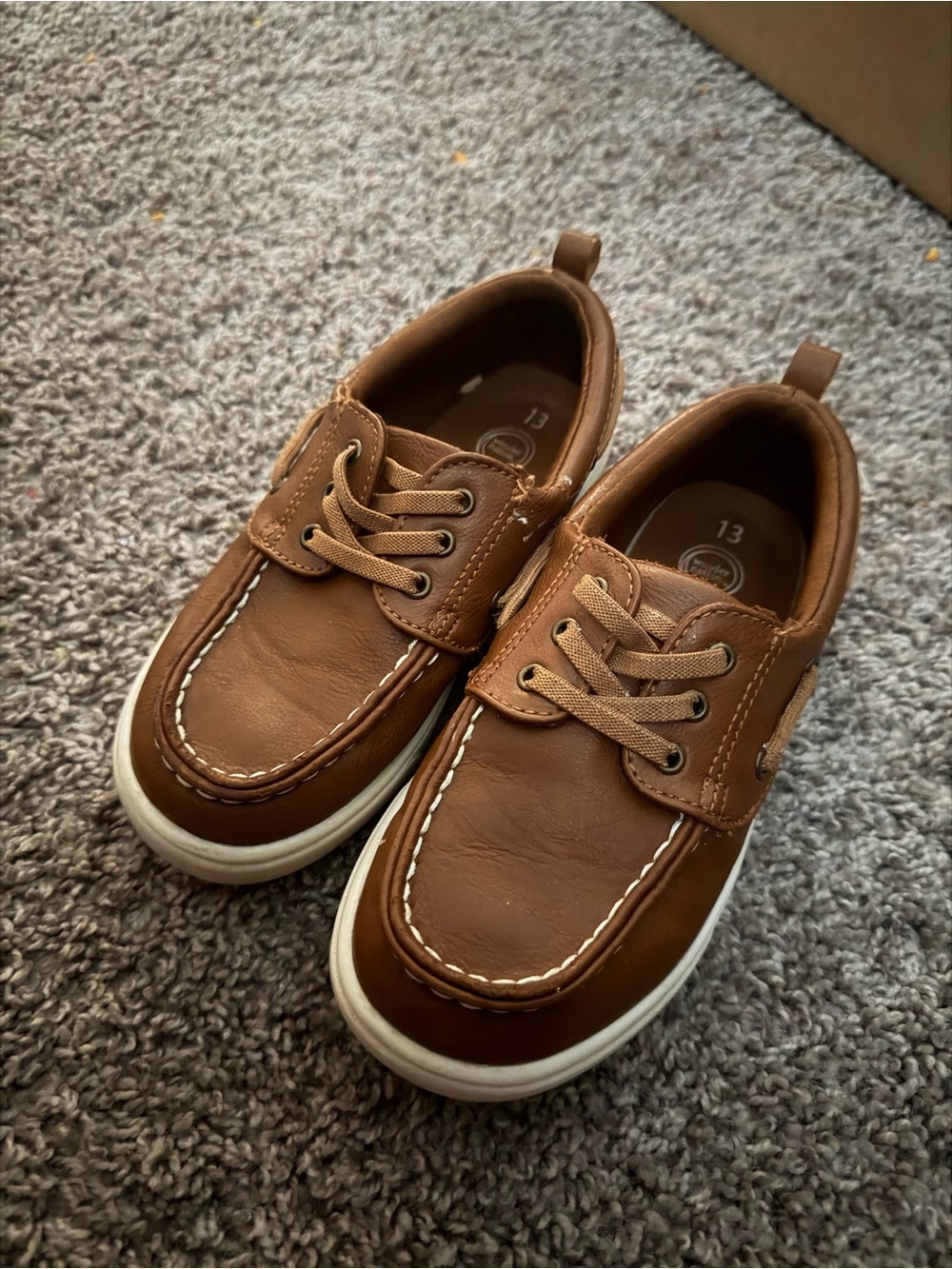 Wonder Nation Boys Brown Boat Shoes Memory Foam Size 13
